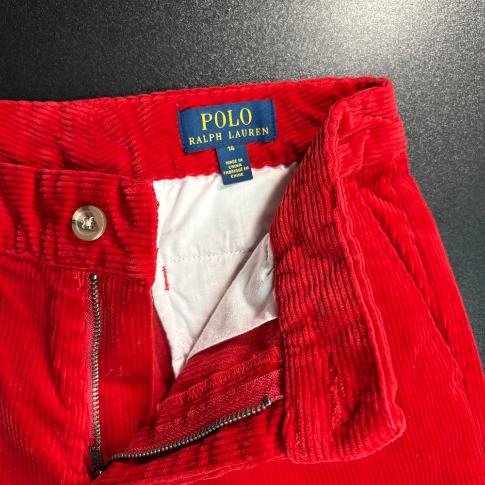 Polo‎ Ralph Lauren corduroy pants boys size 14 red Christmas festive